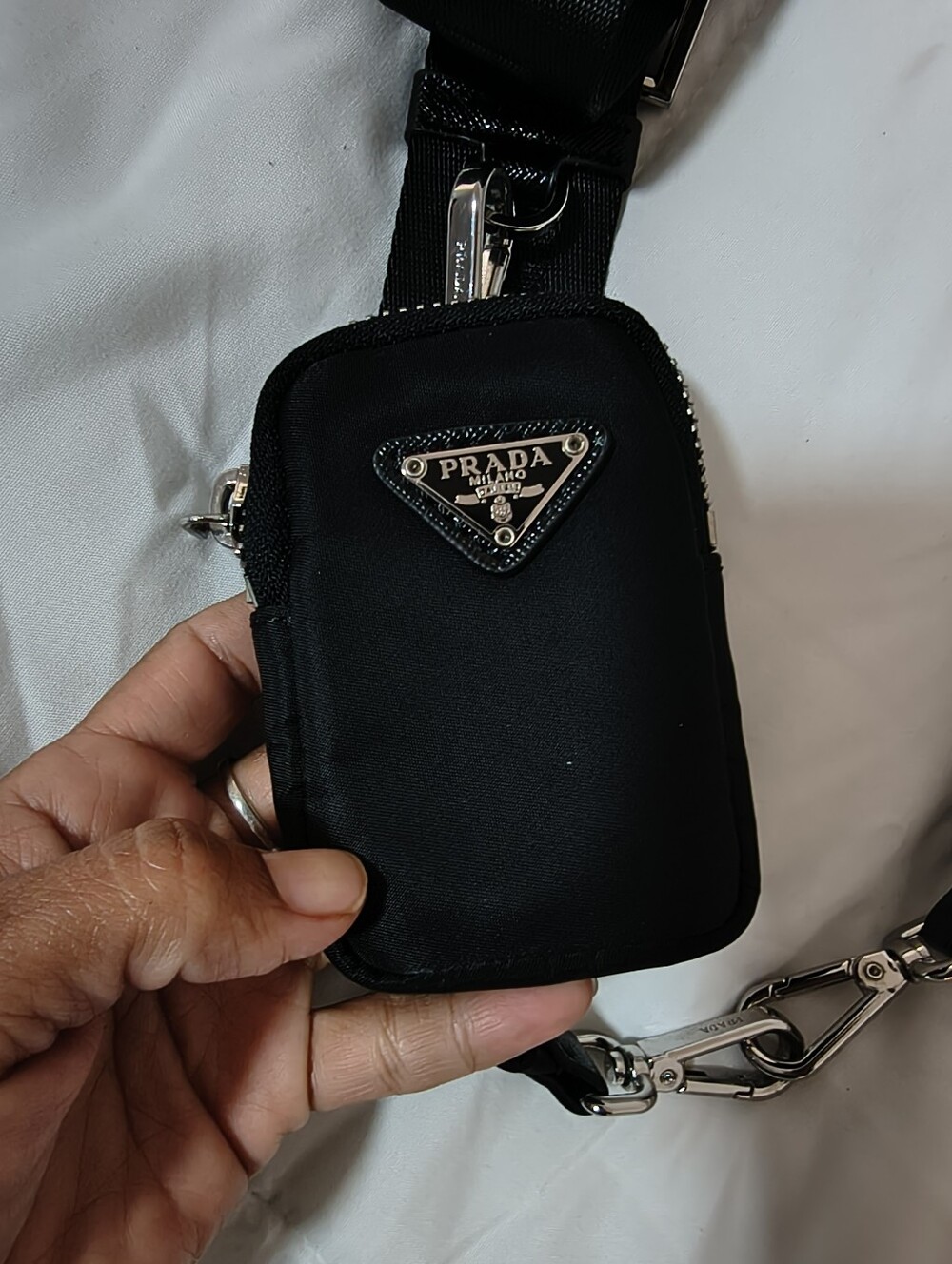 Prada Black Nylon Strap with Silver Logo Hardware - Picture 7 of 8